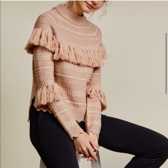 Jonathan Simkhai Wool Tassel Knit Crew Neck Sweater size S - Picture 1 of 13